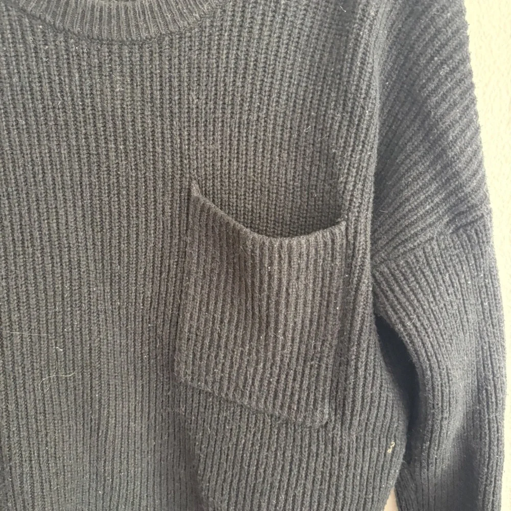 Madewell Womens Ribbed Pocket Sweater Black Crew Neck Cotton Blend Size S - Picture 5 of 8